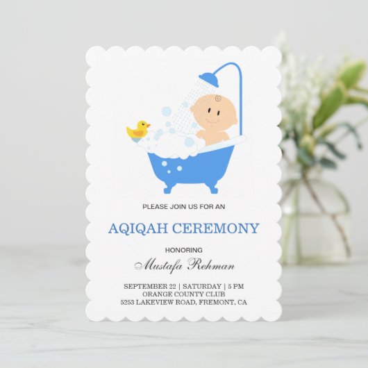 Invitation Cute garçon Bubble Bath Aqiqah (Debout devant)