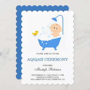 Invitation Cute garçon Bubble Bath Aqiqah
