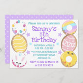 Invitation Cute gâteaux et biscuits de Pâques fête d'annivers (Devant / Derrière)