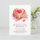 Invitation Cute gaufres Valentines Galentines Brunch (Debout devant)
