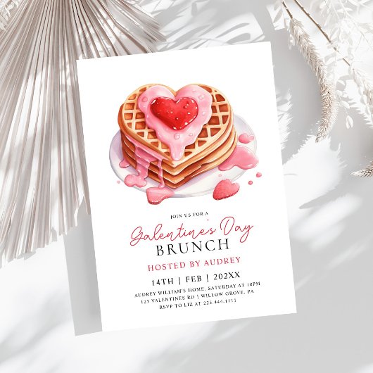 Invitation Cute gaufres Valentines Galentines Brunch