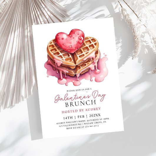 Invitation Cute gaufres Valentines Galentines Brunch