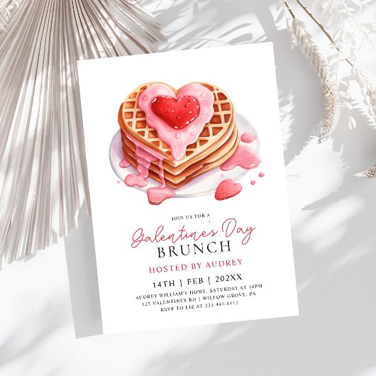 Invitation Cute gaufres Valentines Galentines Brunch