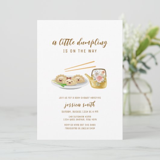 Invitation Cute Gender Neutral Asian Dumpling Baby Shower (Debout devant)