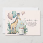 Invitation Cute Genre Neutral Giraffe Livres pour bébé (Devant)