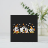 Invitation Cute Ghost Boire Café Halloween Fall Ghost Bo (Debout devant)