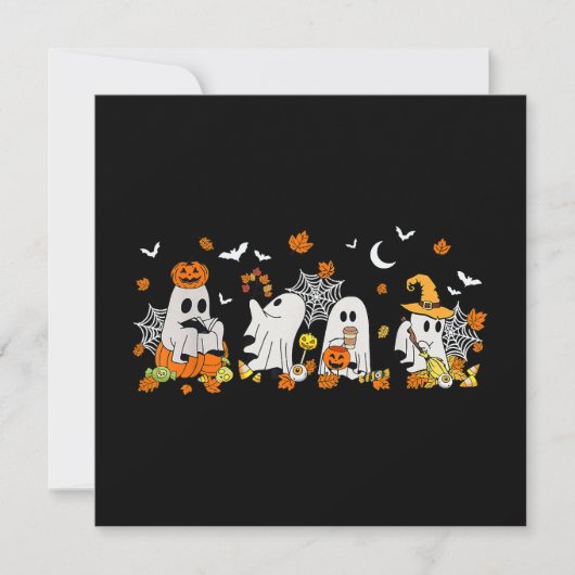 Invitation Cute Ghost Boire Café Halloween Fall Ghost Bo (Devant)
