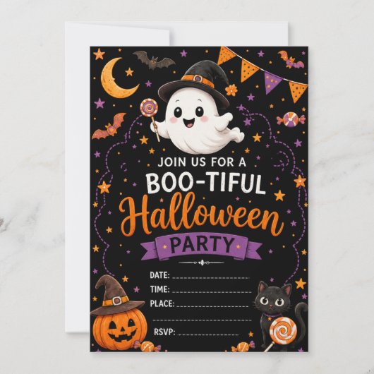 Invitation Cute Ghost Halloween (Devant)