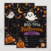 Invitation Cute Ghost Halloween (Devant / Derrière)