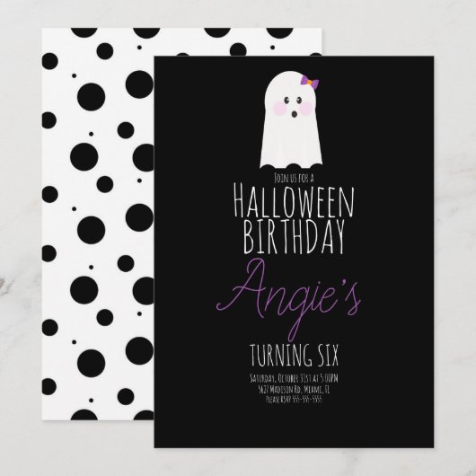 Invitation Cute Ghost Halloween Anniversaire Fête Événement N (Devant / Derrière)