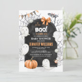 Invitation Cute Ghost Little Boo Halloween Baby Boy Douche ga (Debout devant)