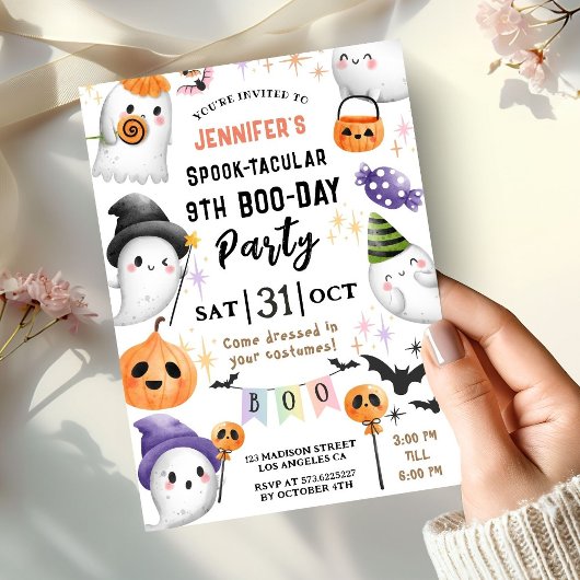 Invitation Cute Ghost Spooktacular Halloween 9e anniversaire