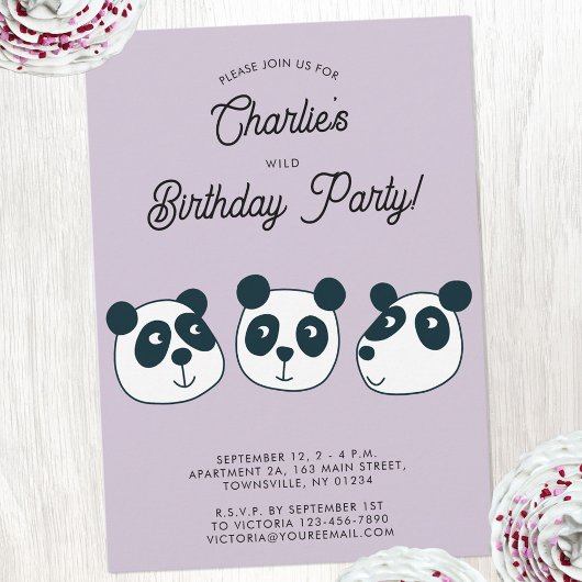 Invitation Cute Giant Panda Bear fête d'anniversaire