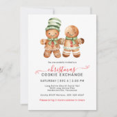 Invitation Cute Gingerbread Couple Cookie Exchange Party (Devant)
