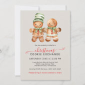 Invitation Cute Gingerbread Couple Cookie Exchange Party (Devant)