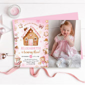 Invitation Cute Gingerbread House Girl Birthday Photo