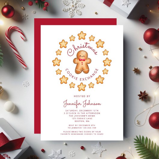 Invitation Cute Gingerbread Man Christmas Cookie Exchange