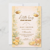 Invitation Cute Gingham Honey Bee Baby Shower (Devant)