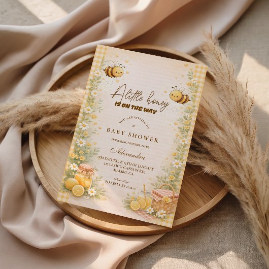 Invitation Cute Gingham Honey Bee Baby Shower