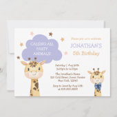 Invitation Cute Giraffe Appelant Animaux de fête Anniversaire (Devant)