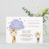 Invitation Cute Giraffe Appelant Animaux de fête Anniversaire (Debout devant)