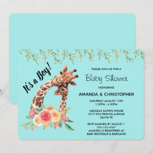 Invitation Cute Giraffe Aquarelle C'est un garçon ! Baby Show
