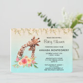 Invitation Cute Giraffe Aquarelle Maman & Baby shower bébé (Debout devant)