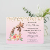 Invitation Cute Giraffe Aquarelle Maman & Baby shower bébé (Debout devant)