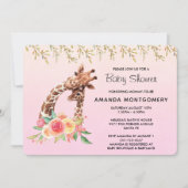 Invitation Cute Giraffe Aquarelle Maman & Baby shower bébé (Devant)