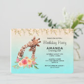 Invitation Cute Giraffe Aquarelle Maman & Bébé Anniversaire (Debout devant)