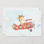 Invitation Cute Giraffe Avion vole Aventure Anniversaire Phot (Dos)