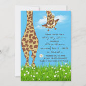Invitation Cute Giraffe Baby Boy Douche (Devant)