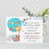 Invitation Cute Giraffe Baby shower à ballon à air chaud (Debout devant)