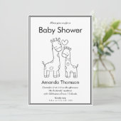 Invitation Cute Giraffe baby shower à main tiré (Debout devant)