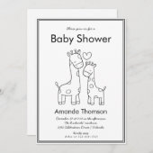 Invitation Cute Giraffe baby shower à main tiré (Devant / Derrière)