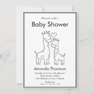 Invitation Cute Giraffe baby shower à main tiré