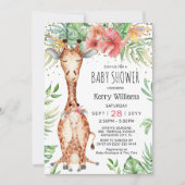 Invitation Cute Giraffe & Baby shower de filles de verdure tr (Devant)