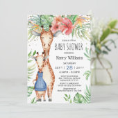 Invitation Cute Giraffe & Baby shower Garçon de verdure tropi (Debout devant)