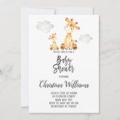 Invitation Cute Giraffe Baby shower Neutre Gris Maman & Bébé (Devant)