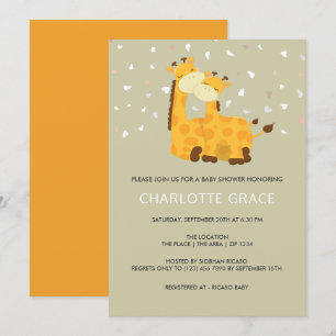 Invitation Cute Giraffe Baby shower personnalisé