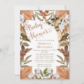 Invitation Cute Giraffe Boho Grasses séchées Baby shower (Devant)