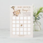 Invitation Cute Giraffe Boho Grasses séchées Baby shower Bing (Debout devant)