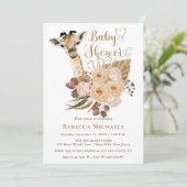 Invitation Cute Giraffe Boho Grasses séchées Baby shower Invi (Debout devant)
