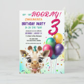 Invitation Cute Giraffe Colorful Confetti Anniversaire de enf (Debout devant)