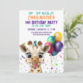 Invitation Cute Giraffe Colorful Confetti Anniversaire de enf (Debout devant)