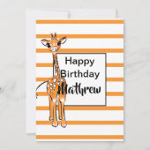 Invitation Cute Giraffe drawing, safari animals (Devant)