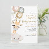 Invitation Cute Giraffe et Elephant Baby shower virtuel (Debout devant)