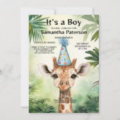 Invitation Cute Giraffe Jungle Baby Shower Party Beautiful (Devant)