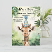 Invitation Cute Giraffe Jungle Baby Shower Party Beautiful (Debout devant)