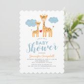 Invitation Cute Giraffe Mère et Baby shower enfant (Debout devant)